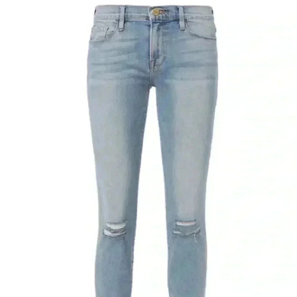 Frame Le Skinny De Jeanne Distressed Skinny Jeans Jackwood Sz 26 - Picture 2 of 7